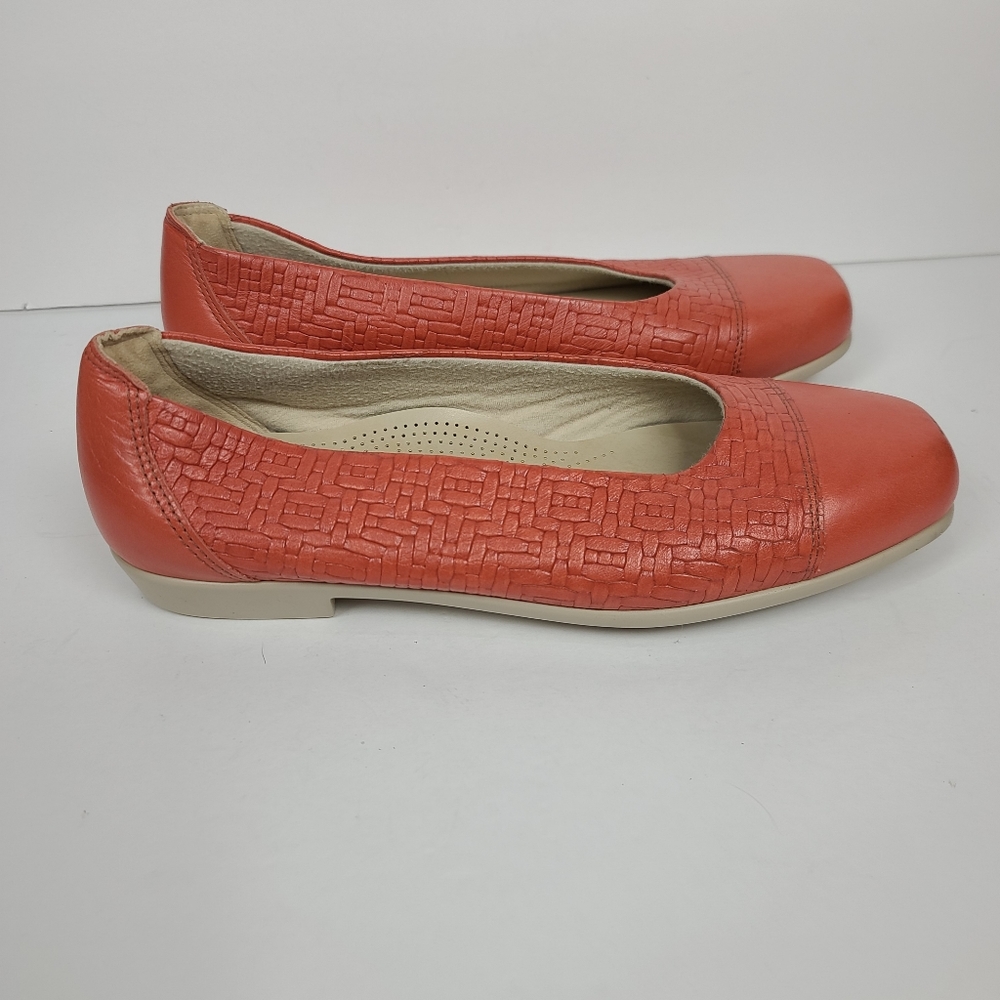 SAS MAUI Leathe Slip On Flats Melon Coral Basket Weave TriPad Comfort Shoes 9 - Picture 4 of 14
